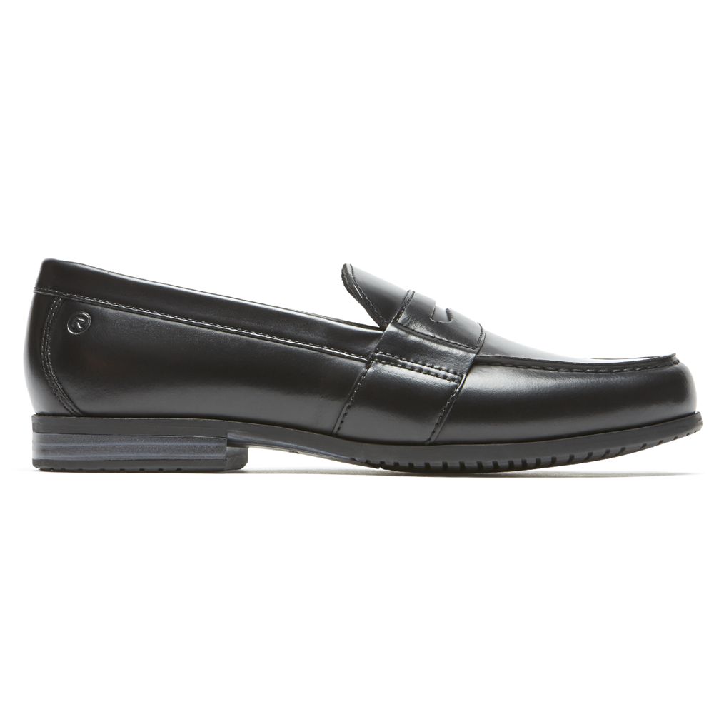 Rockport Men's Classic Lite 2 Penny Slip-Ons Loafers - Black - USA (4203KFGML)